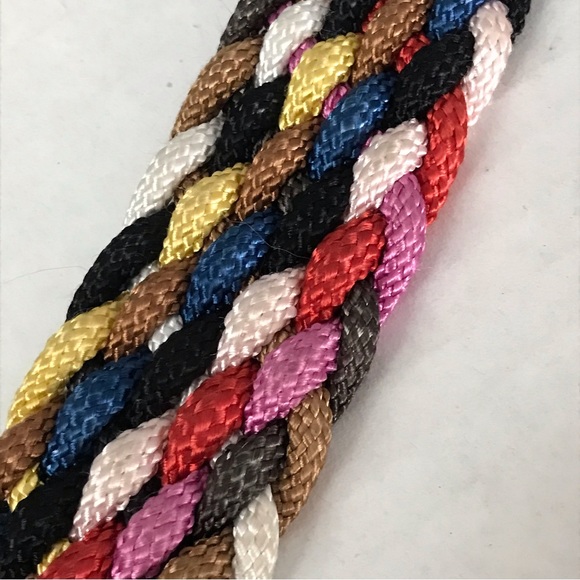 Multi Color Woven Belt Teal Red Blue Black Brown White Yellow Purple Gray OSFA - Picture 3 of 9